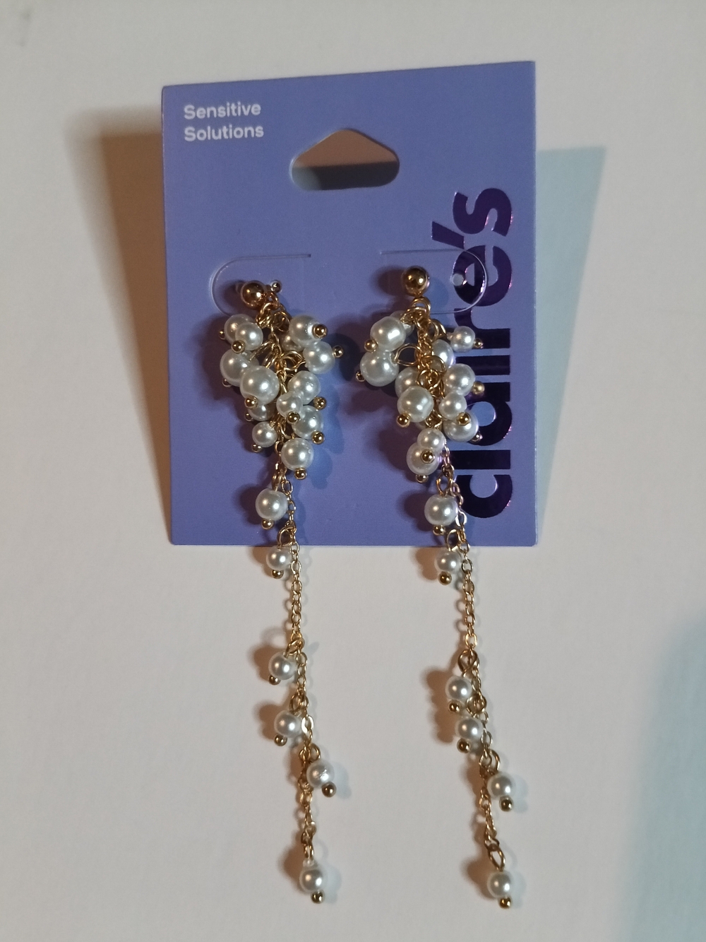 Claire's Gold-tone Drop Earrings with White Faux Pearls